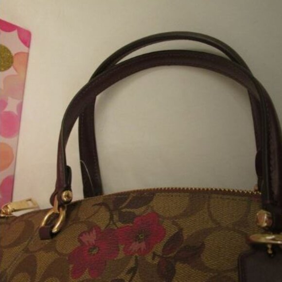 Coach Prairie Satchel & Accord. Wallet Victorian Floral Khaki Berry - Picture 4 of 12
